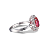 Anello aureola rubino classico | Oro bianco