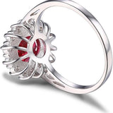 Anello aureola rubino classico | Oro bianco