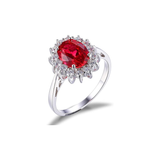Anello aureola rubino classico | Oro bianco