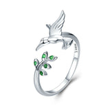 Anello Camaleonte con brillanti verdi | Oro bianco