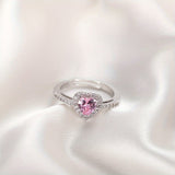 Anello cuore Baiser rosé | Oro bianco