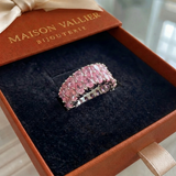 Anello eternità cascata di rosé | Oro bianco