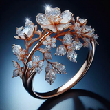 Anello fiore di cristallo blu cielo | Oro