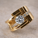 Anello irregolare retrò con brillanti | Oro