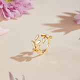 Anello aperto foglia delicata Néraya | Oro