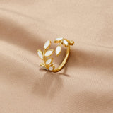 Anello aperto foglia delicata Néraya | Oro