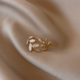 Anello aperto foglia delicata Néraya | Oro