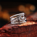 Anello retrò in oro bianco con onda | Oro bianco
