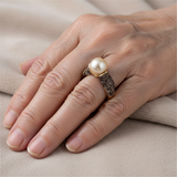 Anello rétro con perla | Oro