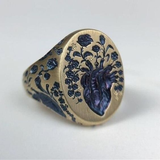 Anello rétro con fiore blu | Oro