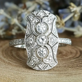 Anello retro brillante | Oro bianco