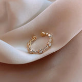 Anello rotondo regolabile classico e cristallo | Oro