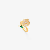 Anello girevole fiore foglia smeraldo | Oro