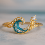 Anello "onda degli Oceani" con cristallo brillante | Oro