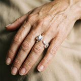 Anello regolabile 925 con chaton | Oro bianco