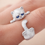 Anello regolabile 925 con chaton | Oro bianco
