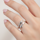 Anello regolabile in stile abbraccio | Oro bianco