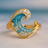Anello con onda blu brillante | Oro