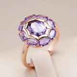 Anello con cristallo viola rotondo | Oro