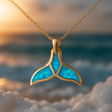 Anello con coda di delfino e opale blu | Oro