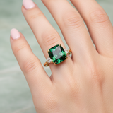 Anello quadrato elegante con smeraldo | Oro