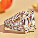 Anello quadrato in lega con diamante | Oro