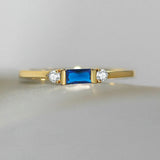 Anello centro blu scintillante | Oro