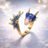 Anello drago regolabile e smalto fatto a mano | Oro bianco