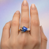 Anello drago regolabile e smalto fatto a mano | Oro bianco