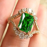 Anello elegante con pietra di smeraldo | Oro