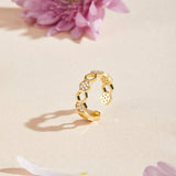 Anello in cristallo a nido d'ape | Oro