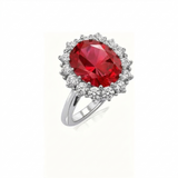 Anello in rubini corona scarlatta | Oro bianco