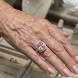 Anello in zaffiro rosa a cuscino | Oro bianco