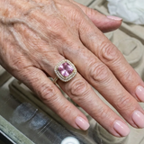 Anello in zaffiro rosa a cuscino | Oro bianco