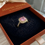 Anello in zaffiro rosa a cuscino | Oro bianco