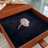 Anello in zaffiro rosa a forma di goccia | Oro bianco