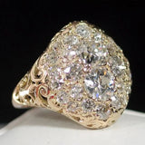 Anello retrò con pietra rossa e diamante | Oro bianco