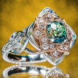 Anello retrò con un fiore splendente | Oro bianco