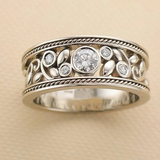 Anello rétro con brillanti | Oro bianco