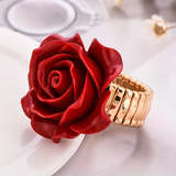 Anello con rosa rossa | Oro rosa