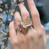 Anello a farfalla brillante della natura con brillanti | Oro