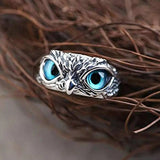 Anello gufo portafortuna regolabile con opale | Oro bianco