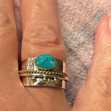 Anello largo con turchese | Oro