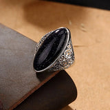 Anello ovale retrò con pietra | Oro bianco