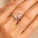 Anello regolabile con pietre | Oro bianco