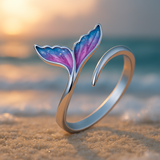 Anello regolabile con coda di delfino colorata | Oro
