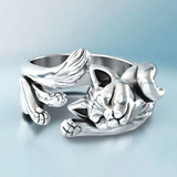 Anello retrò regolabile con un chaton | Oro bianco