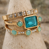Anello retrò con cristalli blu | Oro
