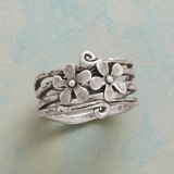Anello retrò con fiori | Oro bianco
