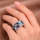 Anello retro con brillanti blu | Oro